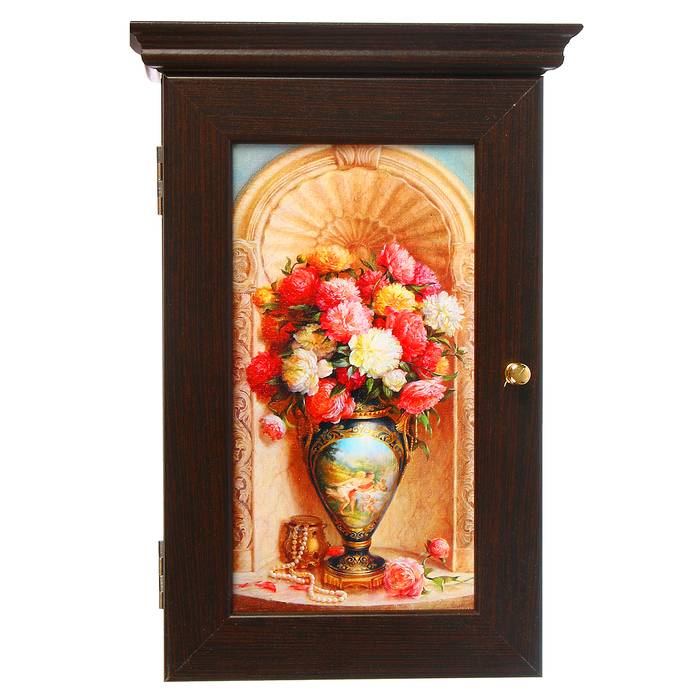 Ключница"Пионы" Венге 28х16,5х6 см