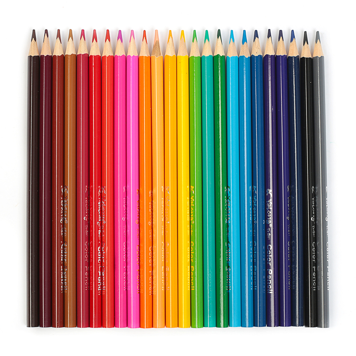 Карандаши 24цв в картонной коробке Yalong заточенные трехгранные МИКС