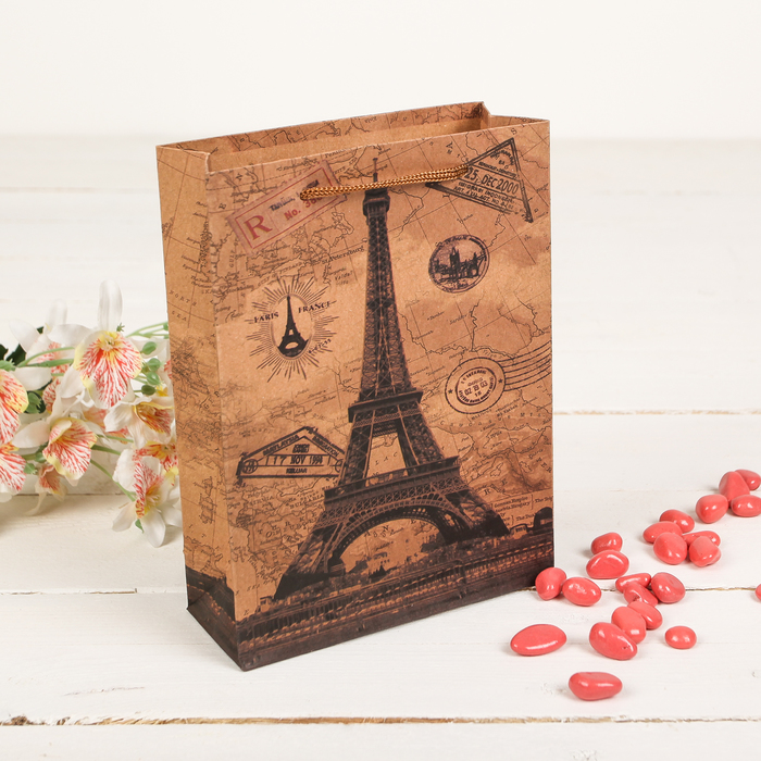 Пакет крафт "Париж", 11,5 х 6 х 14 см