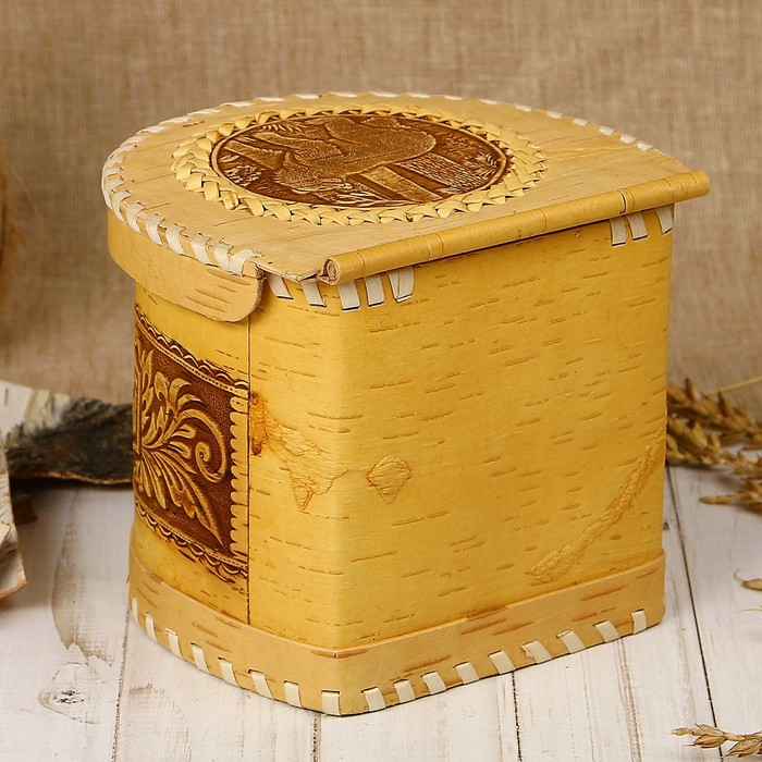 Булочница «Мишка косолапый», пристенная, 16х15х13 см, береста