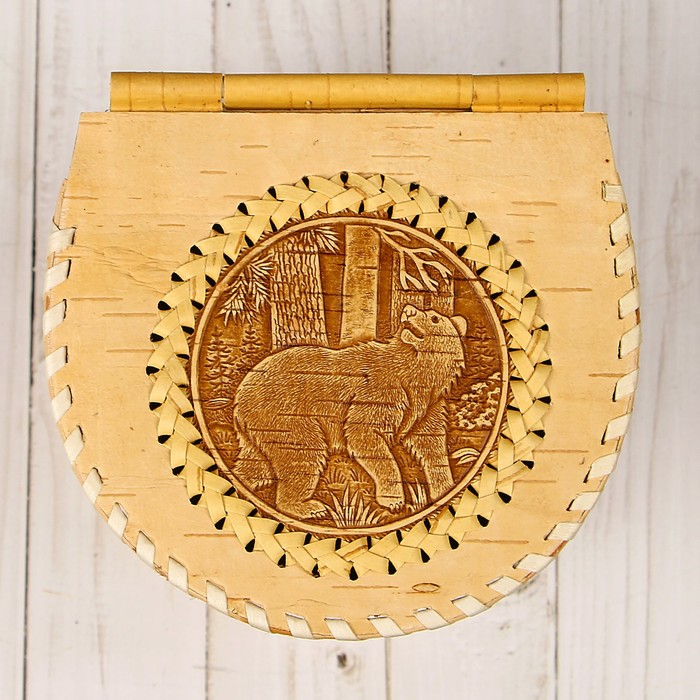 Булочница «Мишка косолапый», пристенная, 16х15х13 см, береста