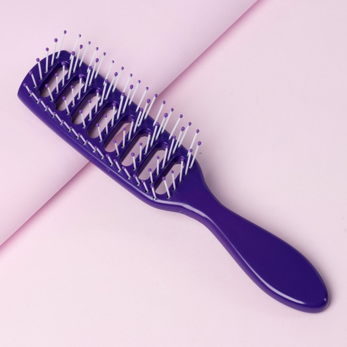 Расчёска массажная, вентилируемая, изогнутая, 20,5см, цвет фиолетовый