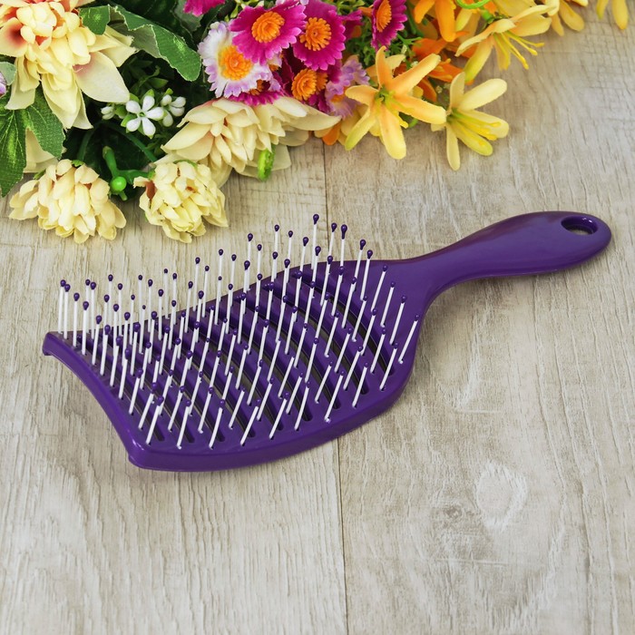Расчёска массажная, вентилируемая, изогнутая, 23см, цвет фиолетовый