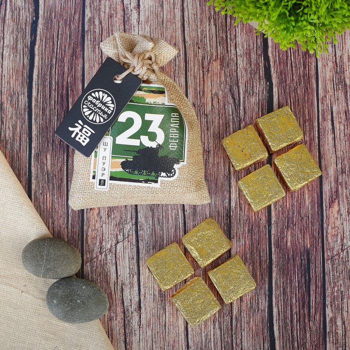 Чай Пуэр в холщовом мешке "23 февраля", 8 шт. по 6 г