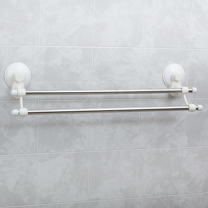 Держатель для полотенец двойной на вакуумной присоске 64,5х15,5х11,5 см