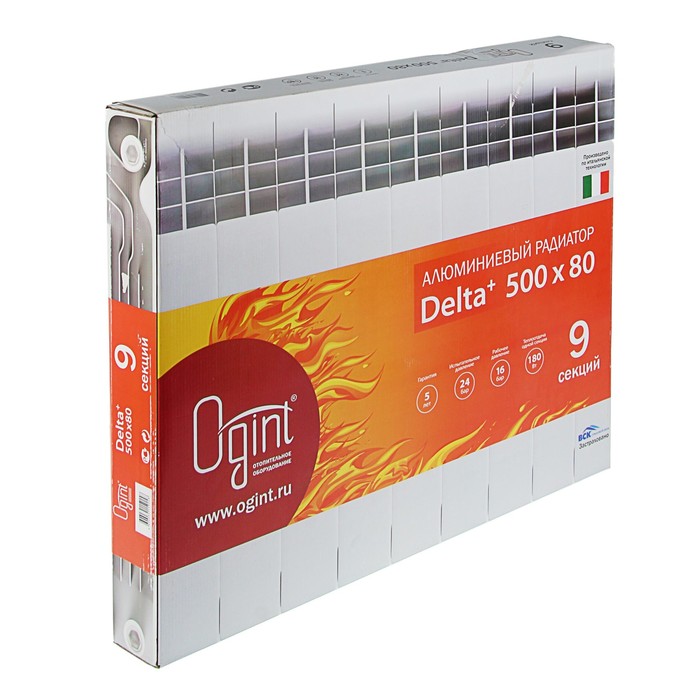 Радиатор алюминиевый Ogint Delta Plus, 500х80, 9 секций