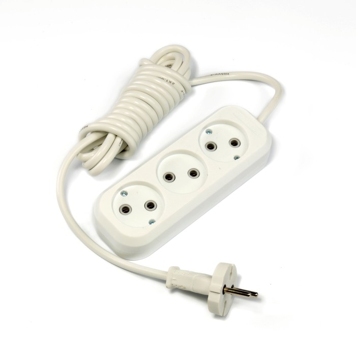 Удлинитель Smartbuy, 3 розетки, 3 м, 2200 Вт, 10 А, ПВС 2х1, без з/к, SBE-10-3-03-N