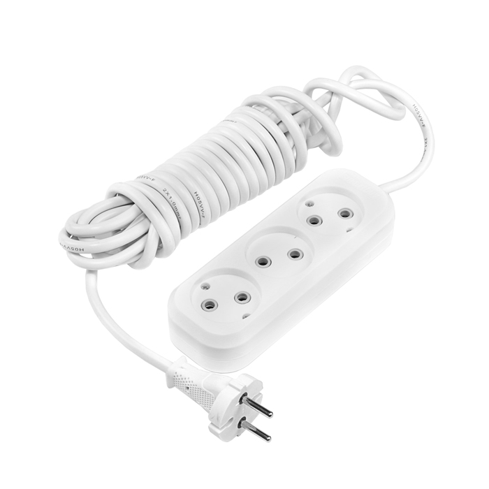 Удлинитель Smartbuy, 3 розетки, 5 м, 2200 Вт, 10 А, ПВС 2х1, без з/к, SBE-10-3-05-N