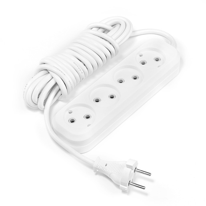 Удлинитель Smartbuy, 4 розетки, 5 м, 2200 Вт, 10 А, ПВС 2х1, без з/к, SBE-10-4-05-N