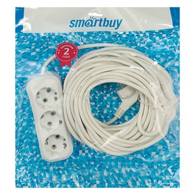 

Удлинитель Smartbuy, 3 розетки, 15 м, 16 А, 3500 Вт, ПВС 3х1 мм2, с з/к, белый
