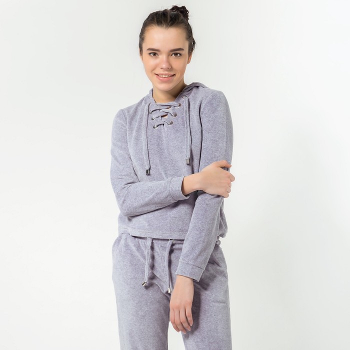 Костюм спортивный с капюшоном женский MINAKU, размер 48, цвет серый