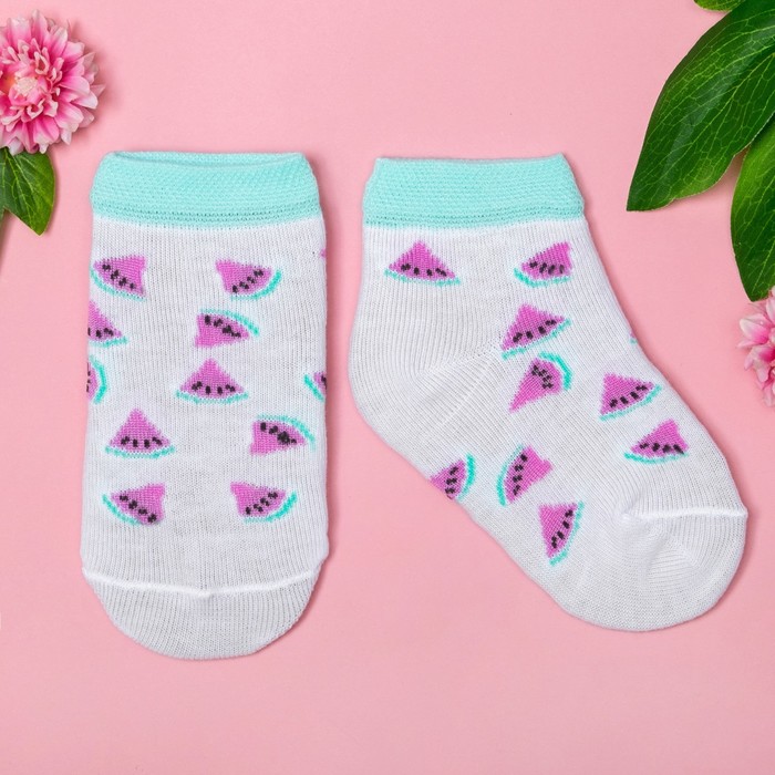 Носки Крошка Я "Фрукты. Арбуз" 10-12 см, 9-12 мес, 100% хлопок