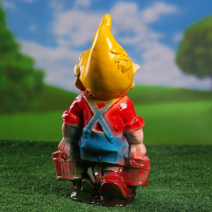 Садовая фигура "Гном с ведрами" 38см