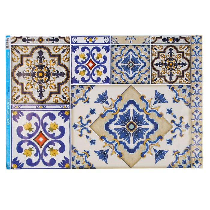 Декупажная бумага" Арабески в синем" 49х34,3 см