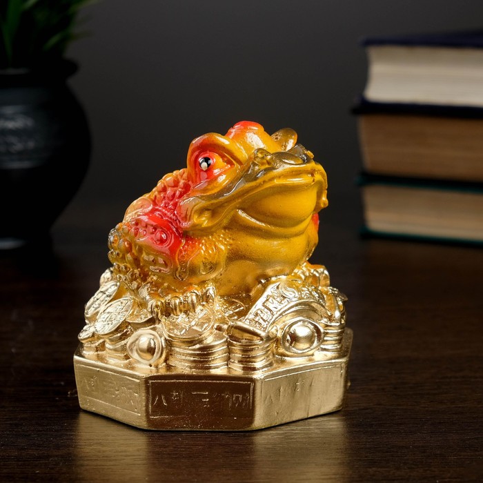 Копилка "Жаба на слитке" маленькая 9х10см