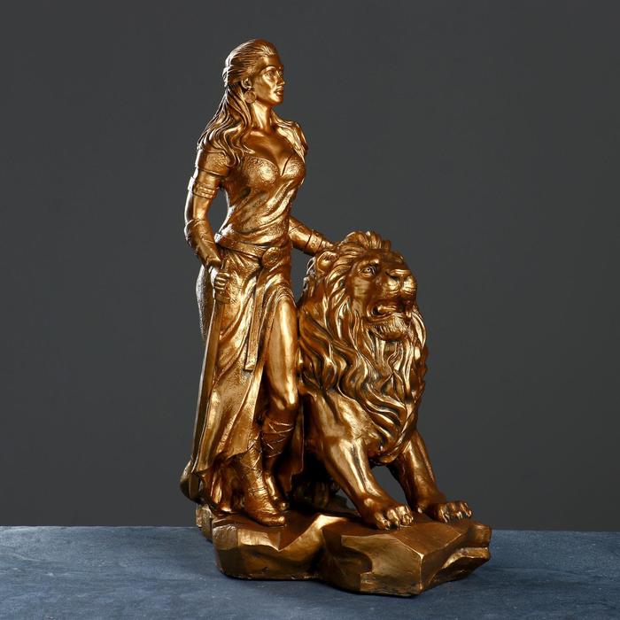 Фигура Девушка со львом бронза, 38х60х76см