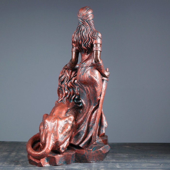 Фигура "Девушка со львом" медный 37х57х76см