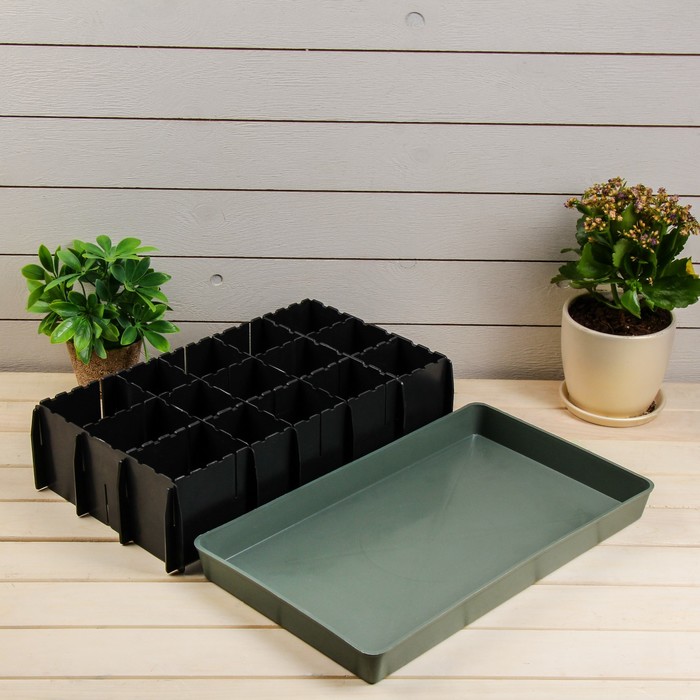 Кассета для рассады, 15 ячеек по 430 мл, поддон