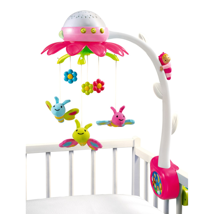 Музыкальный мобиль «Цветок» с проектором, пульт управления, цвет розовый