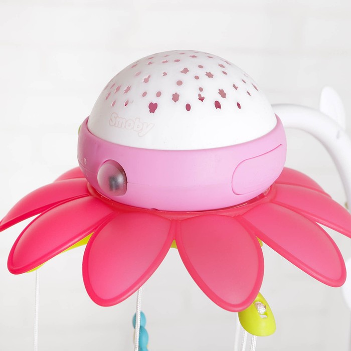 Музыкальный мобиль «Цветок» с проектором, пульт управления, цвет розовый