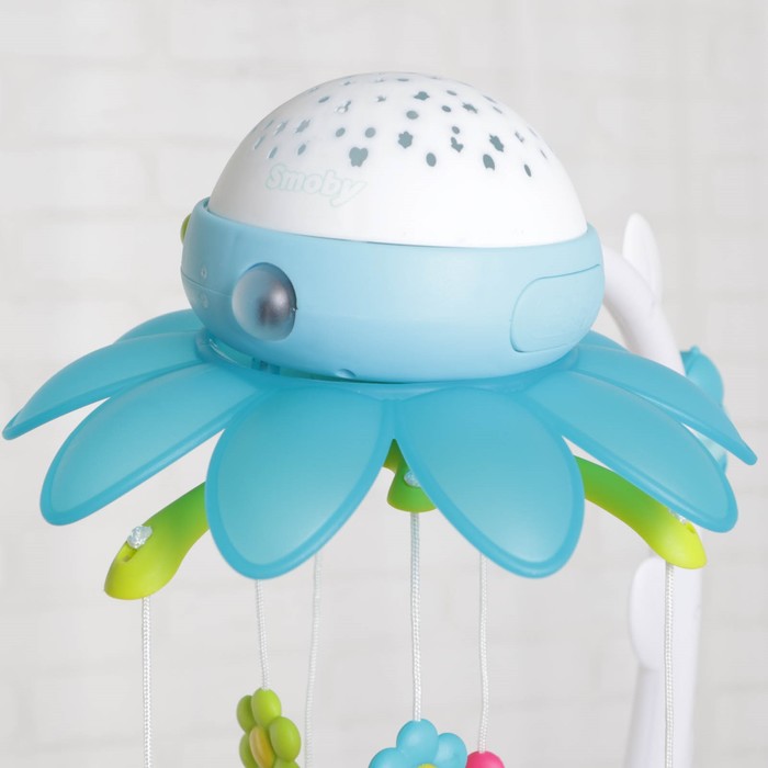 Музыкальный мобиль «Цветок» с проектором, пульт управления, цвет синий