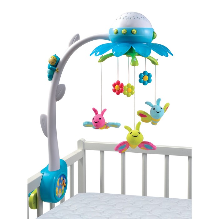 Музыкальный мобиль «Цветок» с проектором, пульт управления, цвет синий