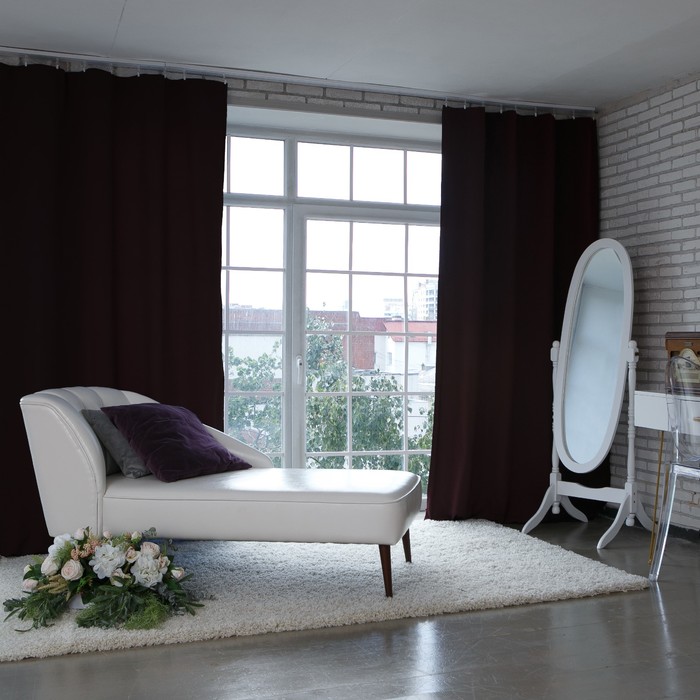 Штора портьерная "Этель" 220х280 см Английский стиль бордовый,100% п/э