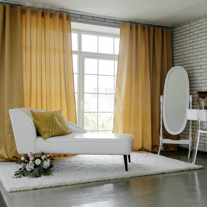 Штора портьерная "Этель" 220х280 см Дамаск AMBER SOLID,100% п/э