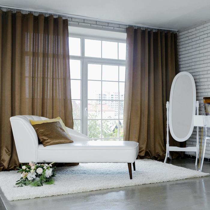 Штора портьерная "Этель" 130х280 см Дамаск CAPPUCCINO SOLID, 100% п/э