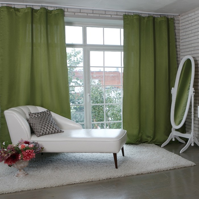 Штора портьерная "Этель" 130х280 см, Дамаск CYPRESS SOLID,100% п/э