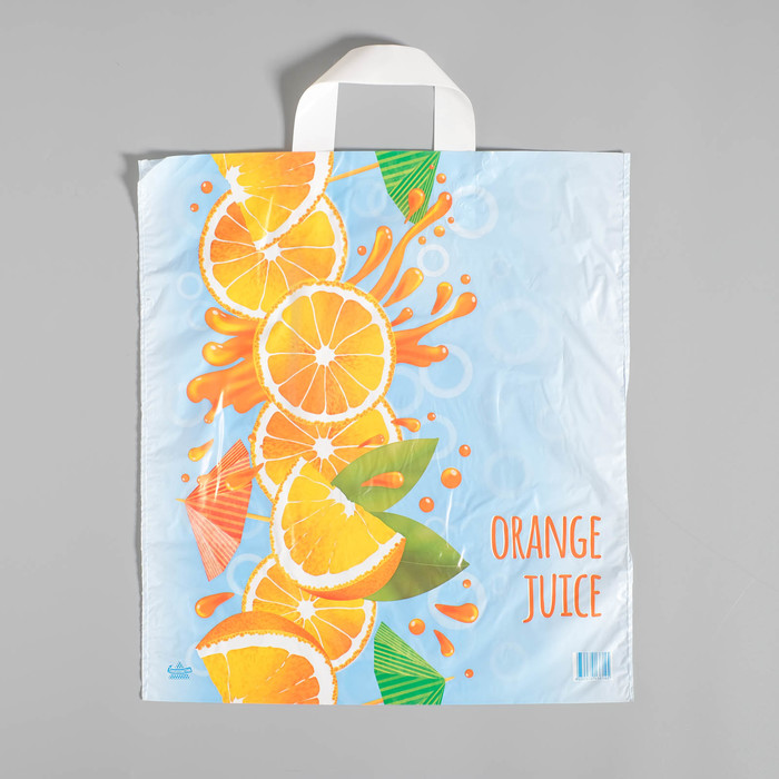 Пакет "Апельсиновый сок", полиэтиленовый с петлевой ручкой, 42 х 38 см, 37 мкм