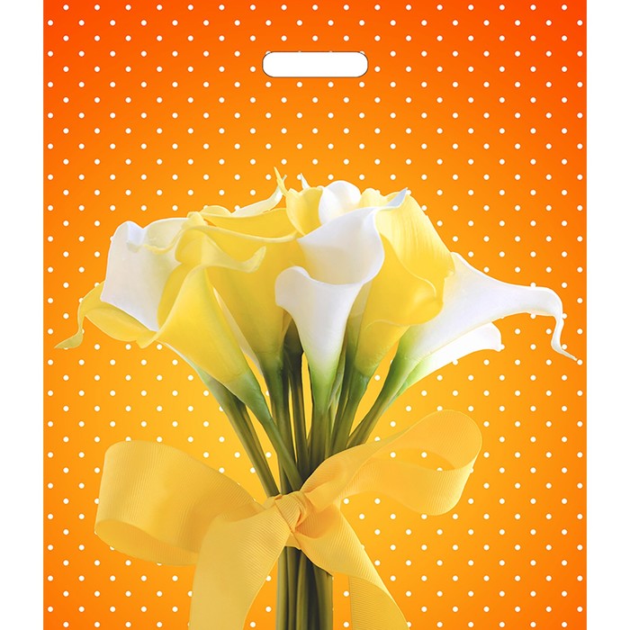Пакет "Каллы на жёлтом", полиэтиленовый с вырубной ручкой, 40 х 31 см, 60 мкм