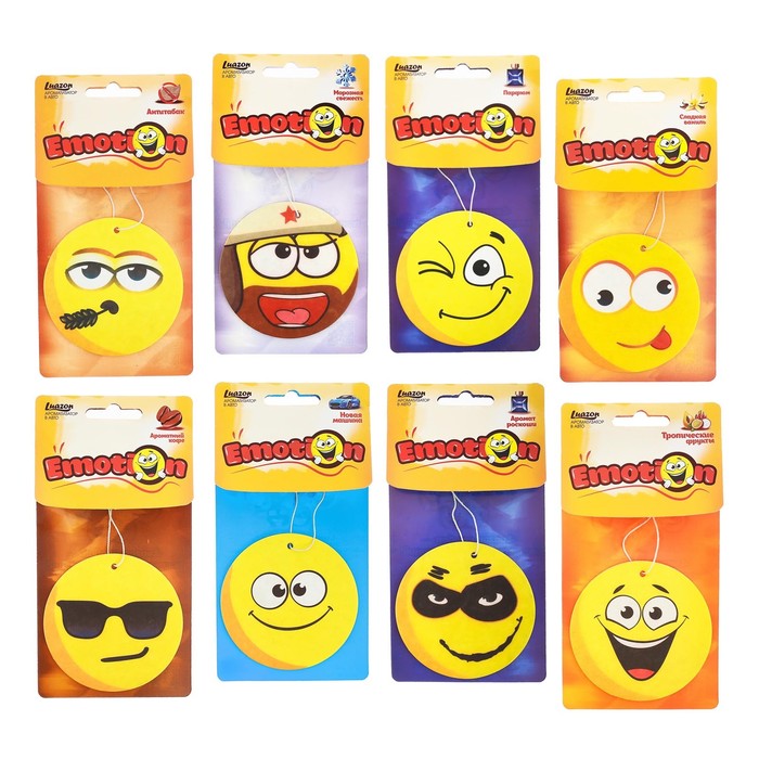 Ароматизатор бумажный в авто "Смайлы", МИКС 8 ароматов