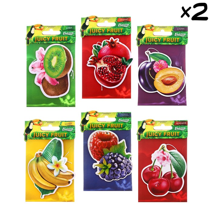 Ароматизатор бумажный в авто "Сочные фрукты", МИКС 12 шт