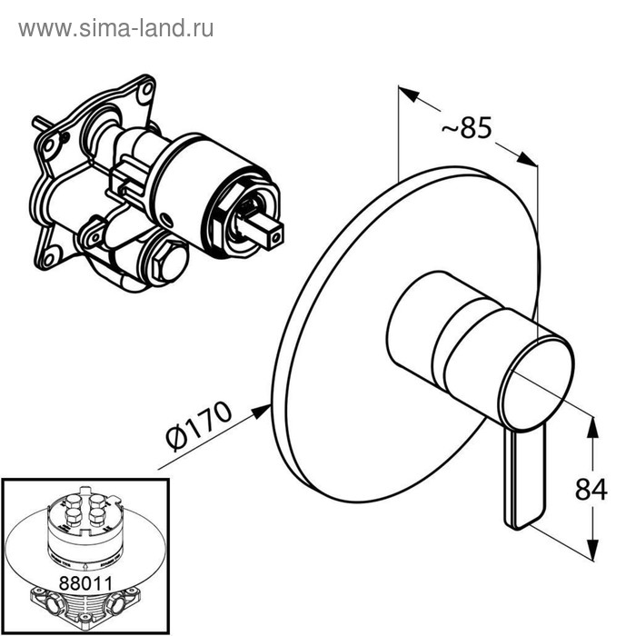 

Смеситель для душа KLUDI ZENTA 386550575, встраиваемый