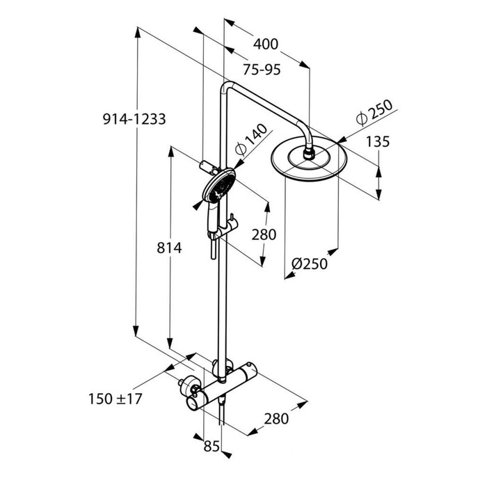 Душевая система KLUDI FRESHLINE DUAL SHOWER SYSTEM, (6709005-00)