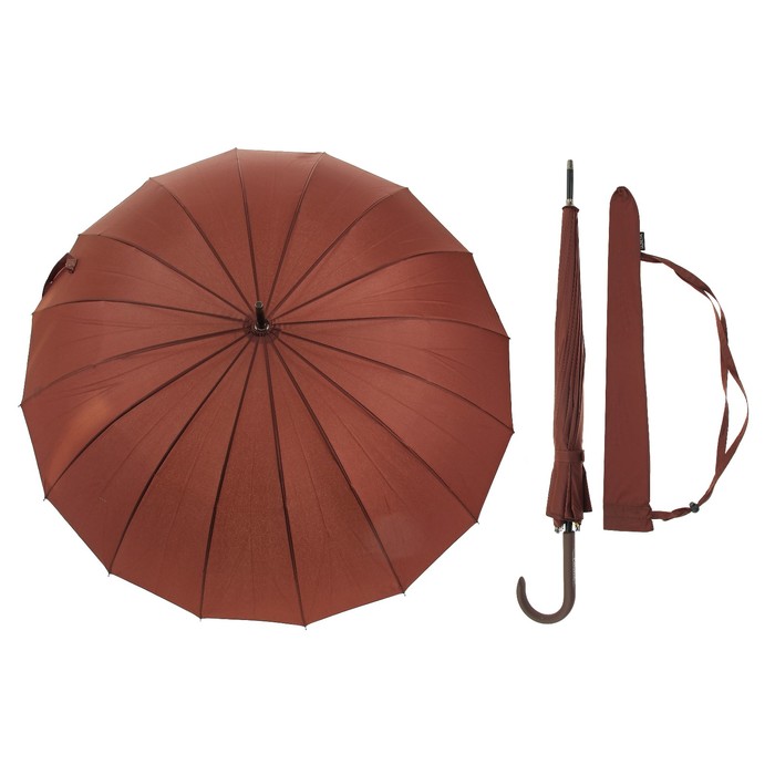 Зонт-трость "Однотонный", полуавтоматический, R=50, цвет коричневый