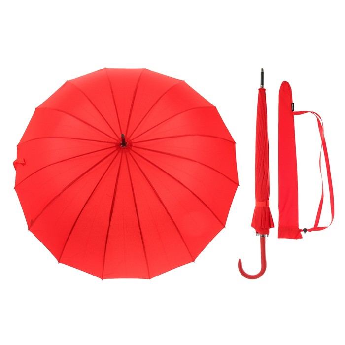 Зонт-трость "Однотонный", полуавтоматический, R=50, цвет красный