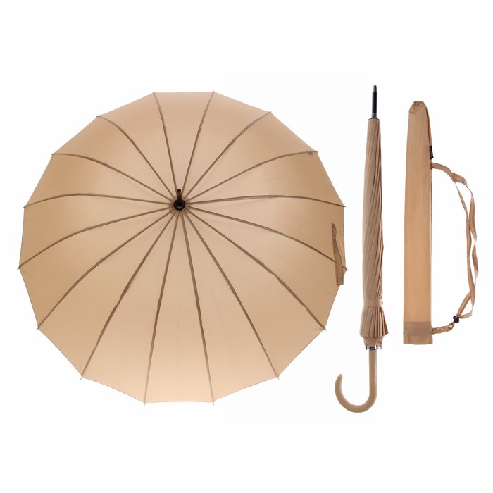 Зонт-трость "Однотонный", полуавтоматический, R=50, цвет бежевый