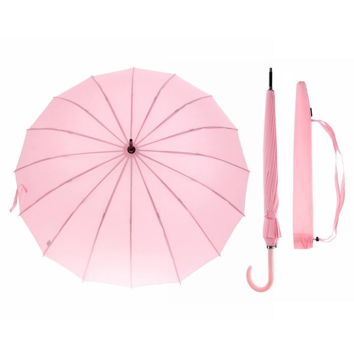 Зонт-трость "Однотонный", полуавтоматический, R=50, цвет розовый