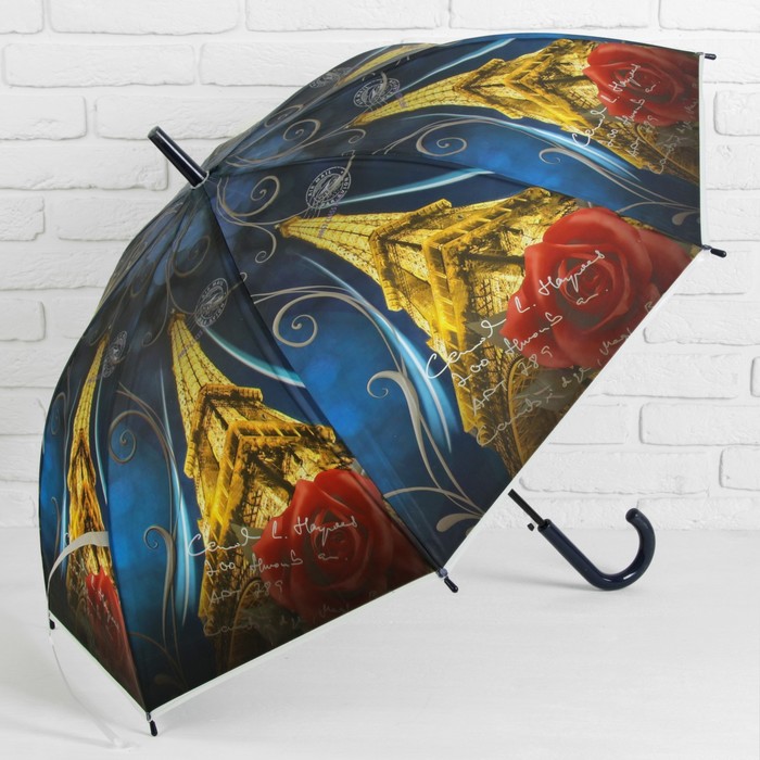 Зонт-трость "Париж", полуавтоматический, R=50см