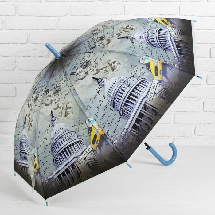 Зонт-трость "Города", полуавтоматический, R=50см