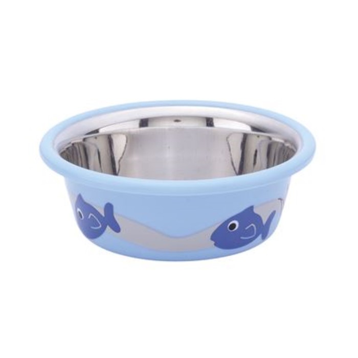 Миска Nobby, 250мл, металл, с рисунком, голубая резин/основание