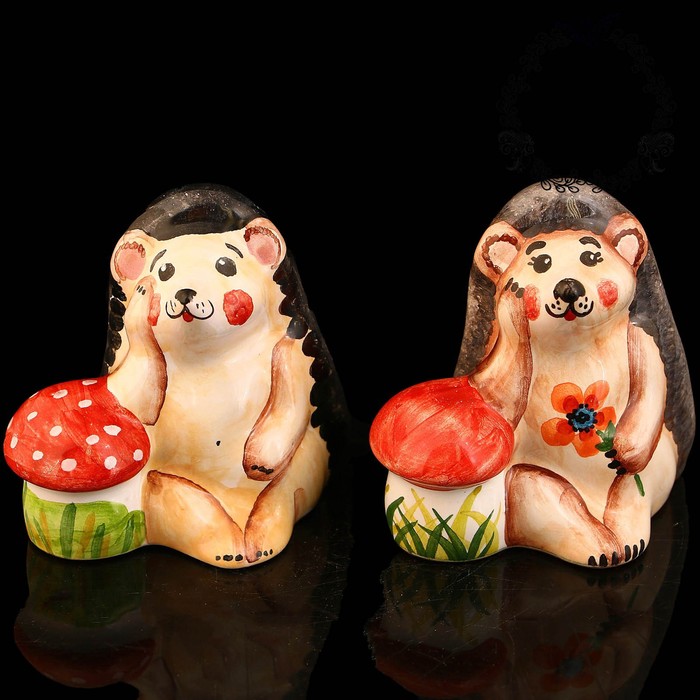 Сувенир «Ёжик с грибом», 6,5 см, ярославская майолика