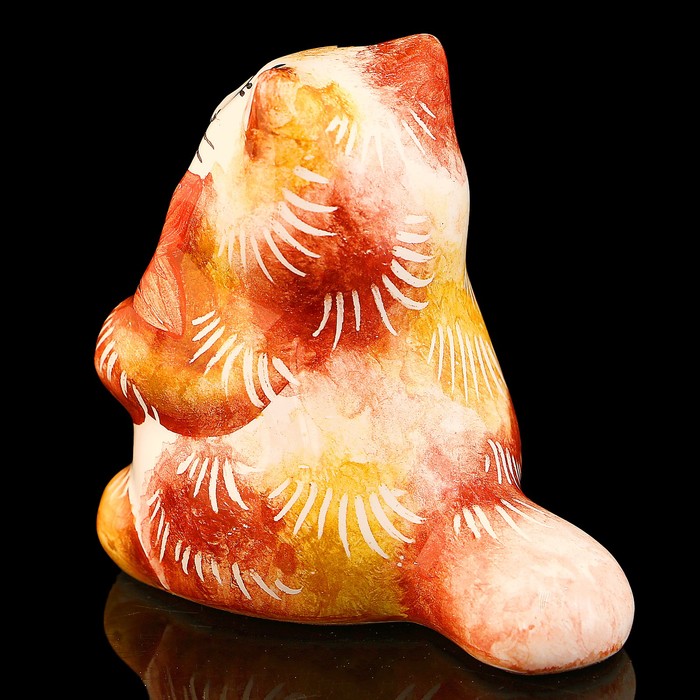 Сувенир «Кот с рыбкой», 6,5 см, ярославская майолика