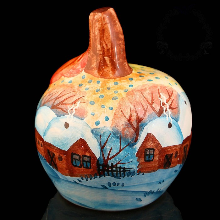 Сувенир «Яблоко», зима, мини, 7,5 см, ярославская майолика