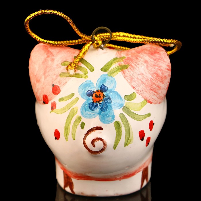 Сувенир «Поросёнок», 4 см, круглый, ярославская майолика