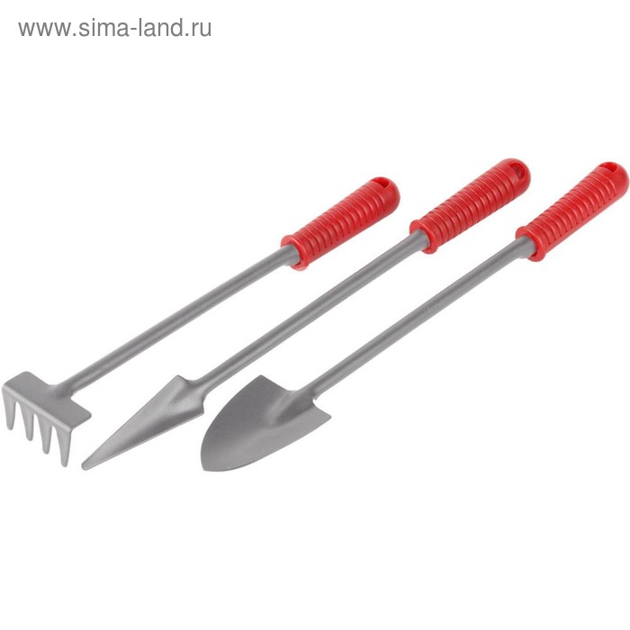 

Набор садового инструмента, 3 предмета: грабельки, 2 совка, пластиковые ручки, GRINDA