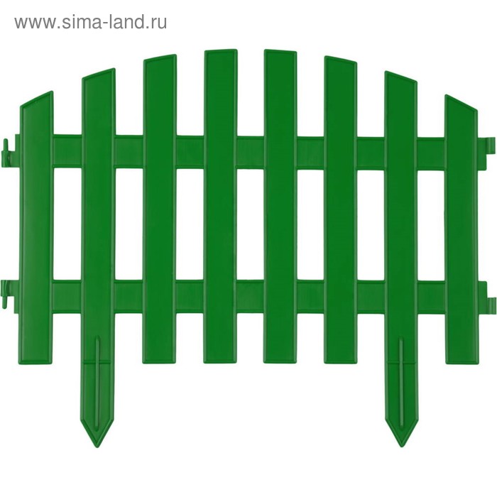 Ограждение декоративное, 28 × 300 см, 5 секций, пластик, зелёный, GRINDA «Ар-деко» ограждение декоративное 29 × 224 см 5 секций пластик зелёный grinda штакетник