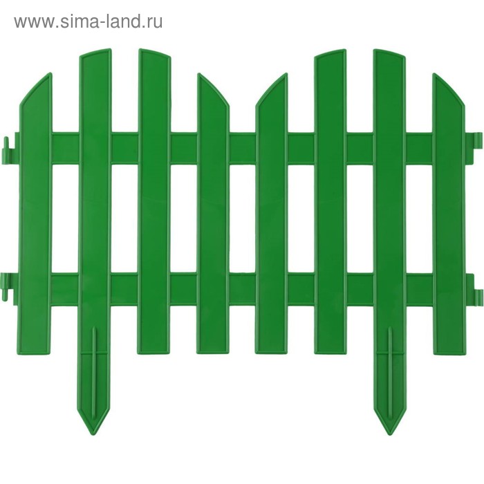 Ограждение декоративное, 28 × 300 см, 5 секций, пластик, зелёный, GRINDA «Палисадник» ограждение декоративное 29 × 224 см 5 секций пластик зелёный grinda штакетник